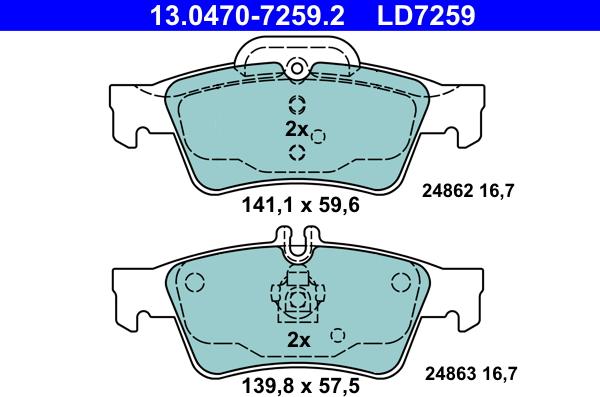 ATE 13.0470-7259.2 - Set placute frana,frana disc aaoparts.ro