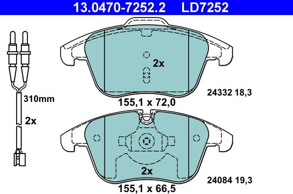 ATE 13.0470-7252.2 - Set placute frana,frana disc aaoparts.ro