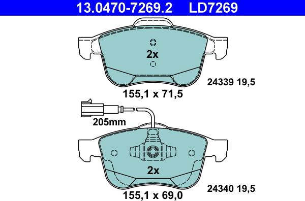 ATE 13.0470-7269.2 - Set placute frana,frana disc aaoparts.ro