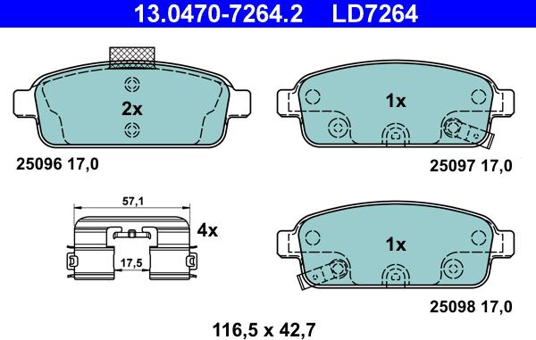 ATE 13.0470-7264.2 - Set placute frana,frana disc aaoparts.ro