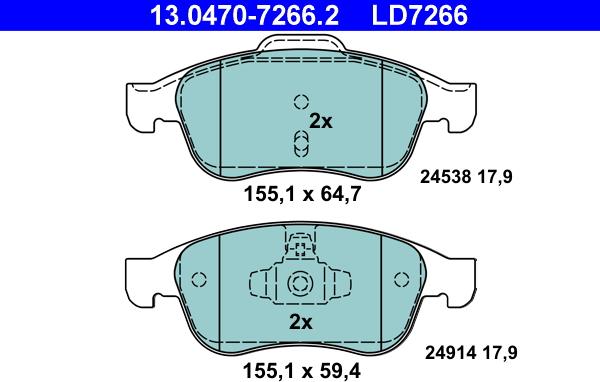 ATE 13.0470-7266.2 - Set placute frana,frana disc aaoparts.ro