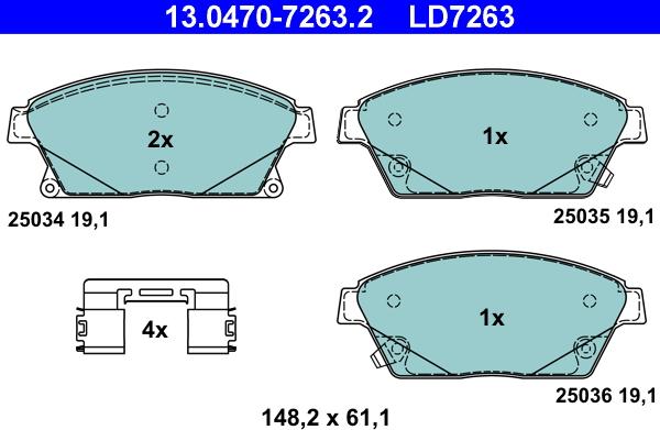 ATE 13.0470-7263.2 - Set placute frana,frana disc aaoparts.ro