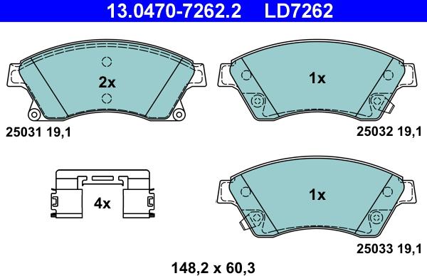 ATE 13.0470-7262.2 - Set placute frana,frana disc aaoparts.ro