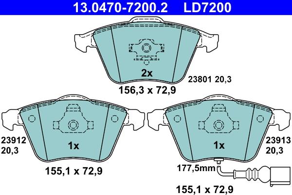 ATE 13.0470-7200.2 - Set placute frana,frana disc aaoparts.ro