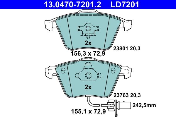 ATE 13.0470-7201.2 - Set placute frana,frana disc aaoparts.ro