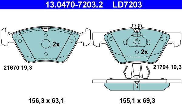 ATE 13.0470-7203.2 - Set placute frana,frana disc aaoparts.ro