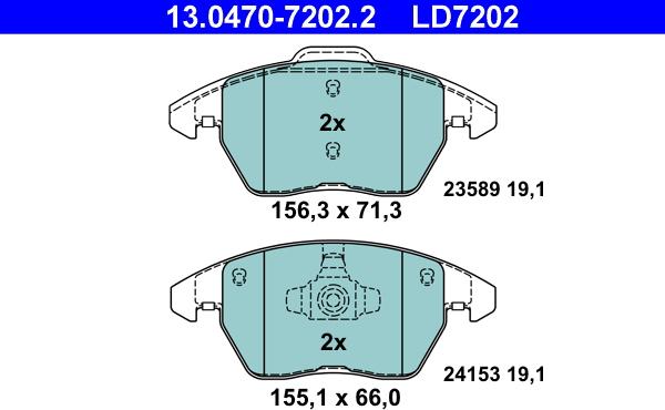 ATE 13.0470-7202.2 - Set placute frana,frana disc aaoparts.ro