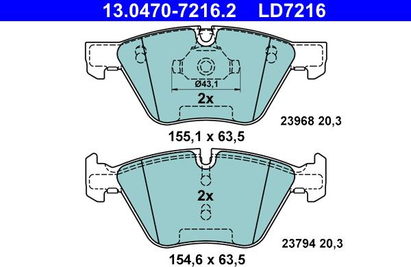 ATE 13.0470-7216.2 - Set placute frana,frana disc aaoparts.ro