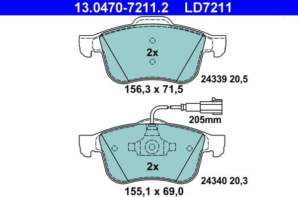 ATE 13.0470-7211.2 - Set placute frana,frana disc aaoparts.ro