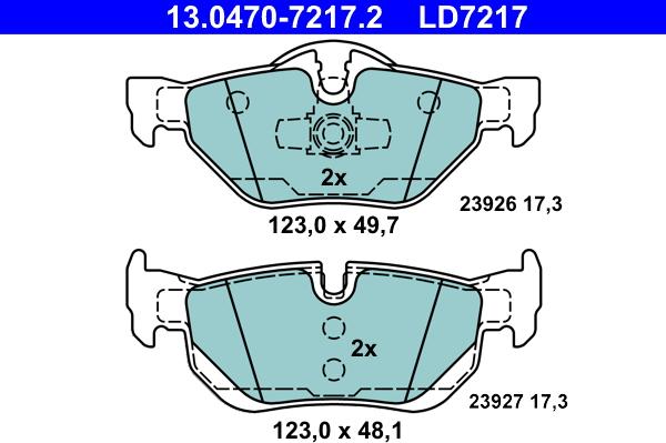 ATE 13.0470-7217.2 - Set placute frana,frana disc aaoparts.ro