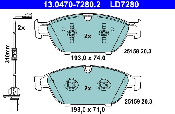 ATE 13.0470-7280.2 - Set placute frana,frana disc aaoparts.ro