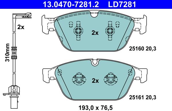 ATE 13.0470-7281.2 - Set placute frana,frana disc aaoparts.ro