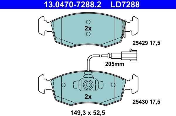 ATE 13.0470-7288.2 - Set placute frana,frana disc aaoparts.ro