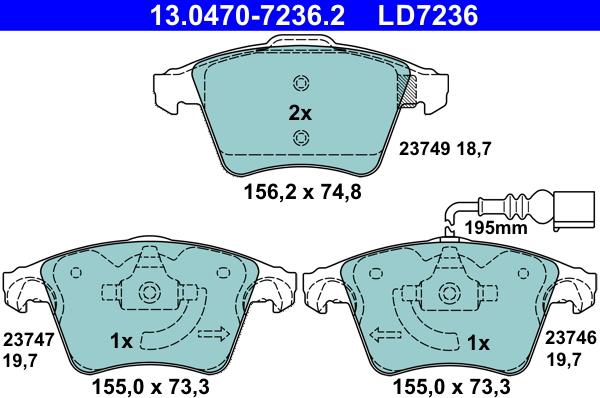 ATE 13.0470-7236.2 - Set placute frana,frana disc aaoparts.ro