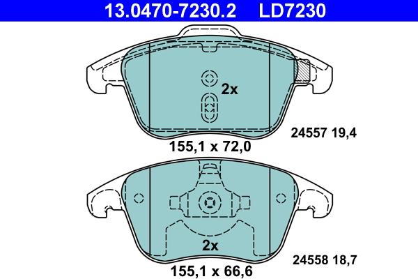 ATE 13.0470-7230.2 - Set placute frana,frana disc aaoparts.ro