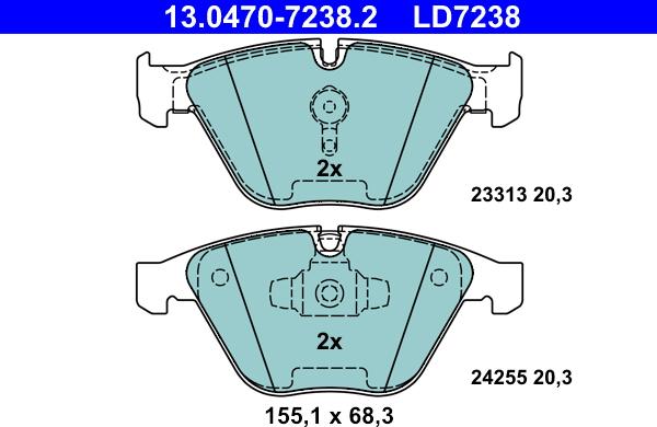 ATE 13.0470-7238.2 - Set placute frana,frana disc aaoparts.ro