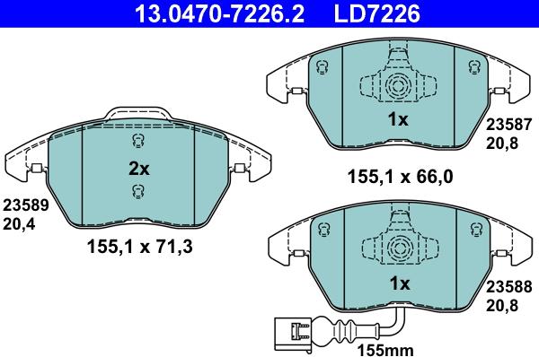 ATE 13.0470-7226.2 - Set placute frana,frana disc aaoparts.ro