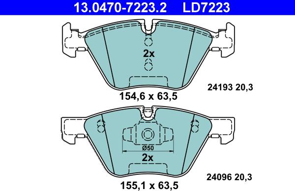 ATE 13.0470-7223.2 - Set placute frana,frana disc aaoparts.ro