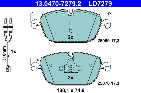 ATE 13.0470-7279.2 - Set placute frana,frana disc aaoparts.ro