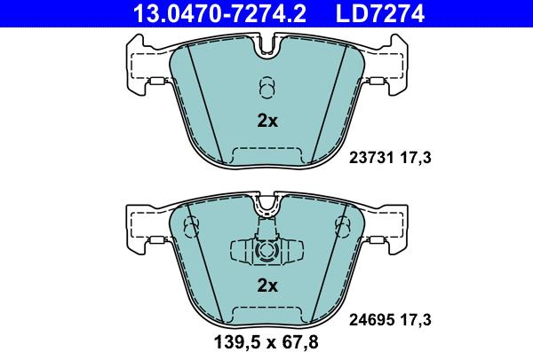 ATE 13.0470-7274.2 - Set placute frana,frana disc aaoparts.ro