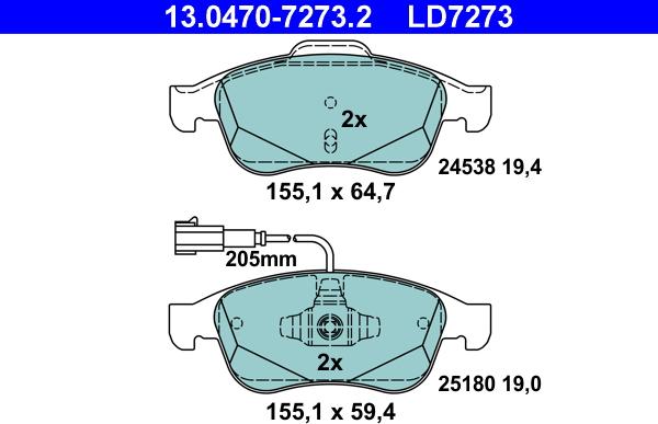 ATE 13.0470-7273.2 - Set placute frana,frana disc aaoparts.ro