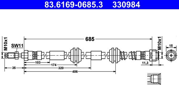 ATE 83.6169-0685.3 - Furtun frana aaoparts.ro