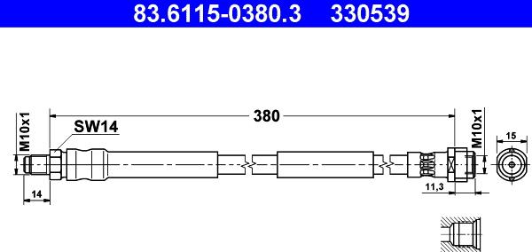 ATE 83.6115-0380.3 - Furtun frana aaoparts.ro