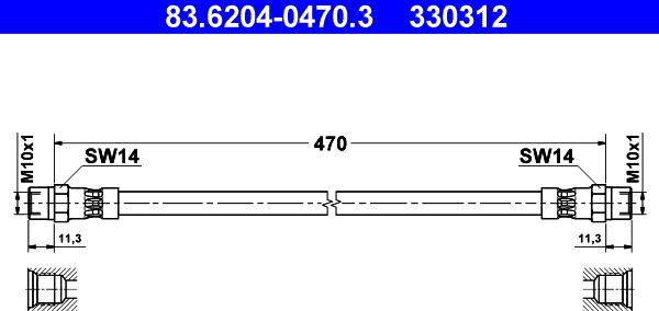ATE 83.6204-0470.3 - Furtun frana aaoparts.ro