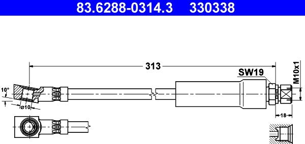 ATE 83.6288-0314.3 - Furtun frana aaoparts.ro