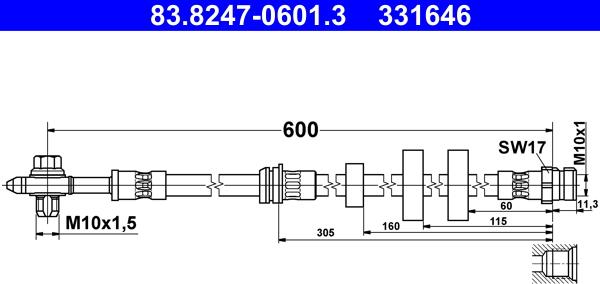 ATE 83.8247-0601.3 - Furtun frana aaoparts.ro