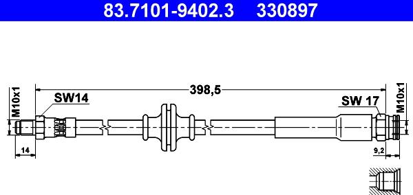 ATE 83.7101-9402.3 - Furtun frana aaoparts.ro