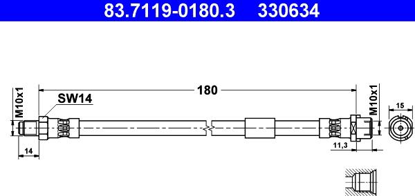 ATE 83.7119-0180.3 - Furtun frana aaoparts.ro