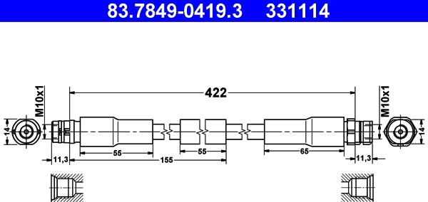 ATE 83.7849-0419.3 - Furtun frana aaoparts.ro