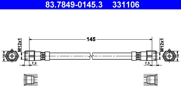 ATE 83.7849-0145.3 - Furtun frana aaoparts.ro