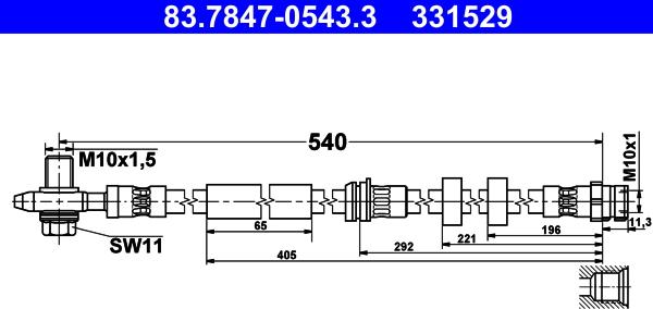 ATE 83.7847-0543.3 - Furtun frana aaoparts.ro