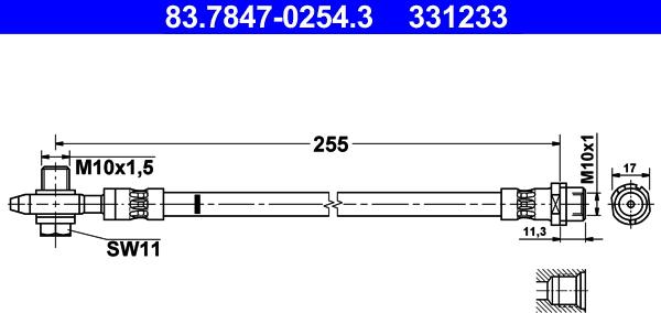 ATE 83.7847-0254.3 - Furtun frana aaoparts.ro