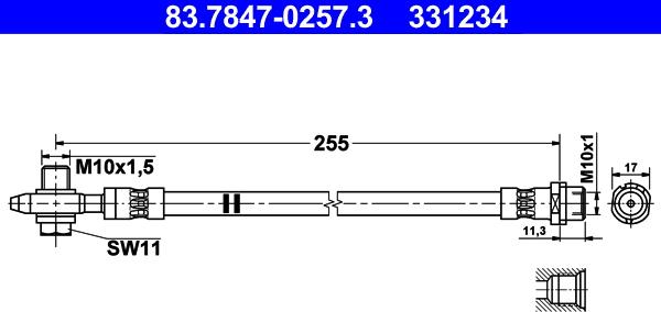 ATE 83.7847-0257.3 - Furtun frana aaoparts.ro