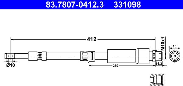 ATE 83.7807-0412.3 - Furtun frana aaoparts.ro