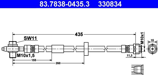 ATE 83.7838-0435.3 - Furtun frana aaoparts.ro