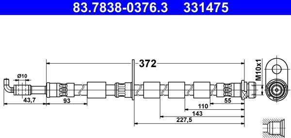 ATE 83.7838-0376.3 - Furtun frana aaoparts.ro