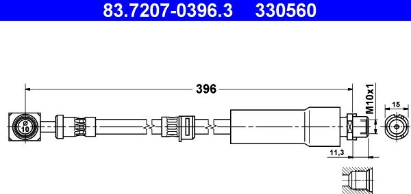 ATE 83.7207-0396.3 - Furtun frana aaoparts.ro