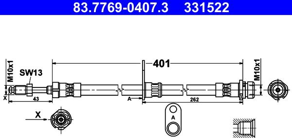 ATE 83.7769-0407.3 - Furtun frana aaoparts.ro