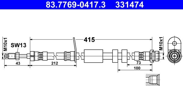 ATE 83.7769-0417.3 - Furtun frana aaoparts.ro