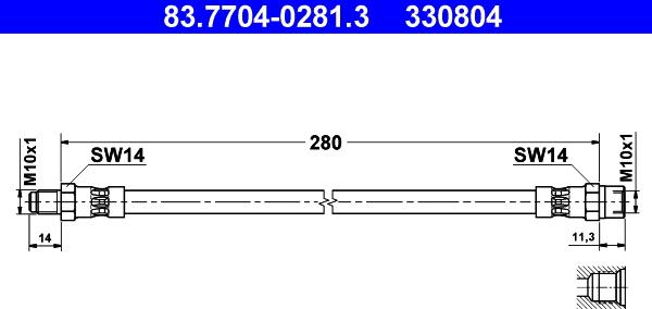 ATE 83.7704-0281.3 - Furtun frana aaoparts.ro