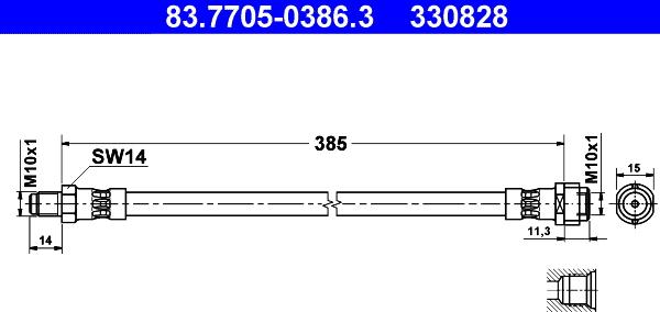 ATE 83.7705-0386.3 - Furtun frana aaoparts.ro