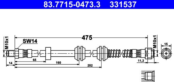 ATE 83.7715-0473.3 - Furtun frana aaoparts.ro