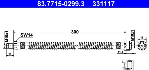 ATE 83.7715-0299.3 - Furtun frana aaoparts.ro