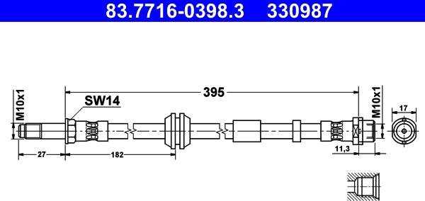 ATE 83.7716-0398.3 - Furtun frana aaoparts.ro