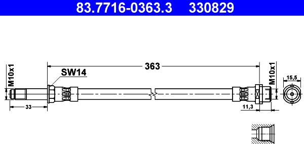 ATE 83.7716-0363.3 - Furtun frana aaoparts.ro