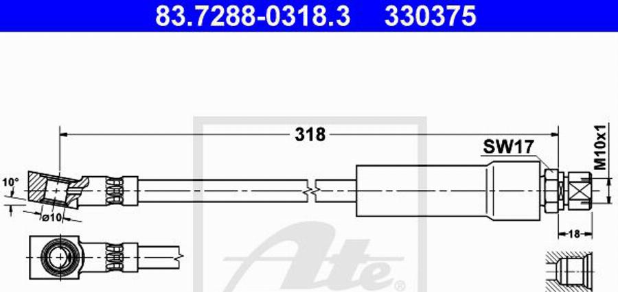 ATE 330375 - Furtun frana aaoparts.ro
